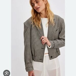 Free People Agnes Gray Blazer Bomber Jacket Xs